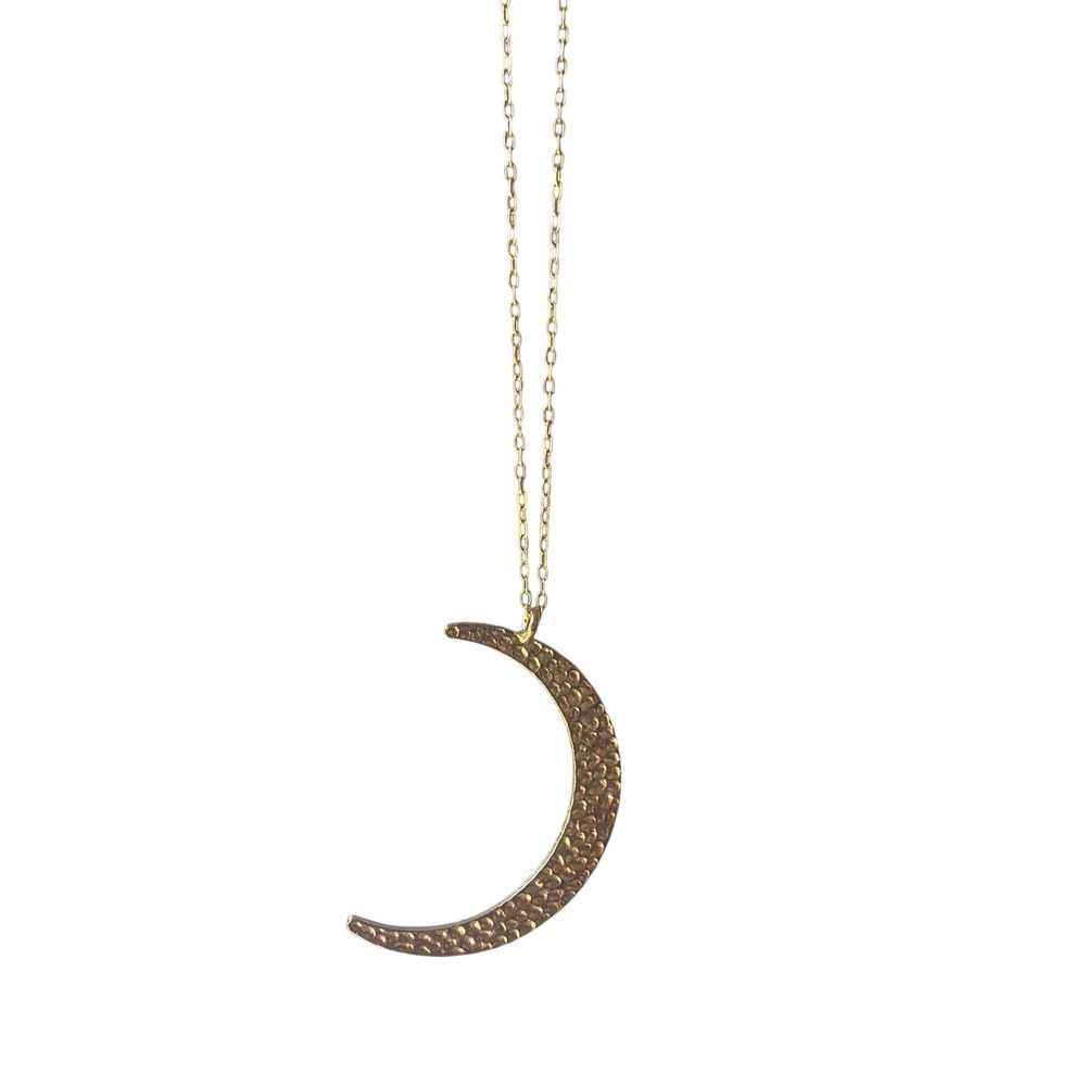 Celestial Crescent Moon Pendant Necklace Gold Tone Pave Rhinestone Long Chain